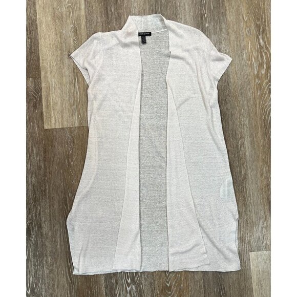 Eileen Fisher Sz PM Hemp Beige Off White  Sweater Duster Cardigan Short Sleeves - Picture 3 of 8